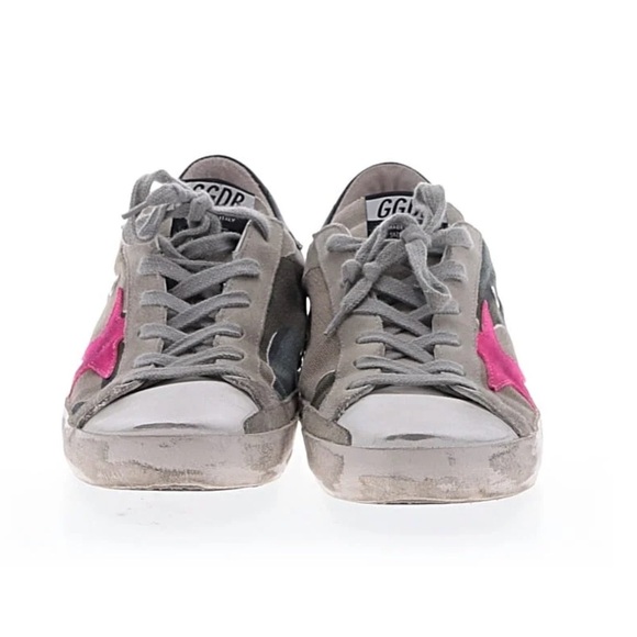 Golden Goose Women's Canvas Superstar Sneakers in Gray and Pink Sz 37 - Picture 2 of 8